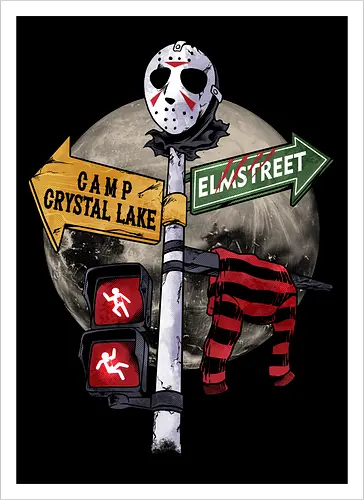 curse land - horror, halloween, jasonvoorhees, freddy krueger, friday13th, horror movies, slasher, halloween town, hocus pocus, elmstreet, nightmare - Kunstdruck