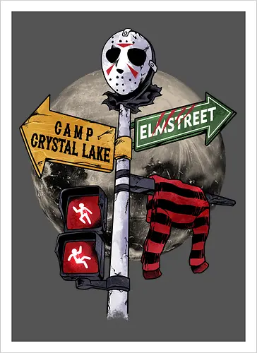 curse land - horror, halloween, jasonvoorhees, freddy krueger, friday13th, horror movies, slasher, halloween town, hocus pocus, elmstreet, nightmare - Kunstdruck