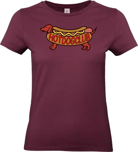 Hot Dog Club Dachshund - Hot Dog Club, dachshund, wiener dog, sausage dog, funny food, dog lover, hot dog, food art, clever graphic, t-shirt design, art print, minimalist, quirky humor, foodie, fast food - Standard T-Shirt (Frauen)