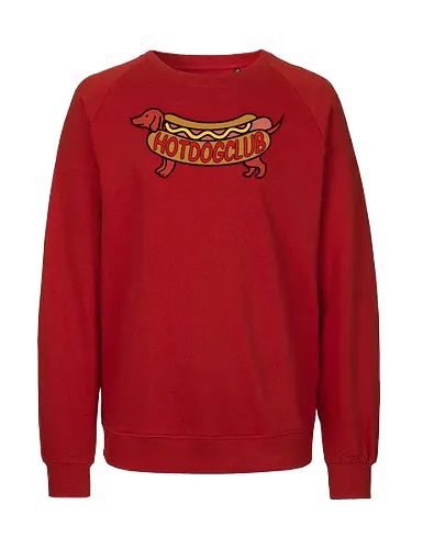 Hot Dog Club Dachshund - Hot Dog Club, dachshund, wiener dog, sausage dog, funny food, dog lover, hot dog, food art, clever graphic, t-shirt design, art print, minimalist, quirky humor, foodie, fast food - Fairtrade Sweatshirt