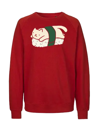 Cute Nigiri Cat - Cat sushi, nigiri cat, cute cat, kawaii, minimalist, food art, Japanese food, sushi lover, cat lover gift, adorable, cartoon, t-shirt design, art print, neko, purrfect sushi - Fairtrade Sweatshirt