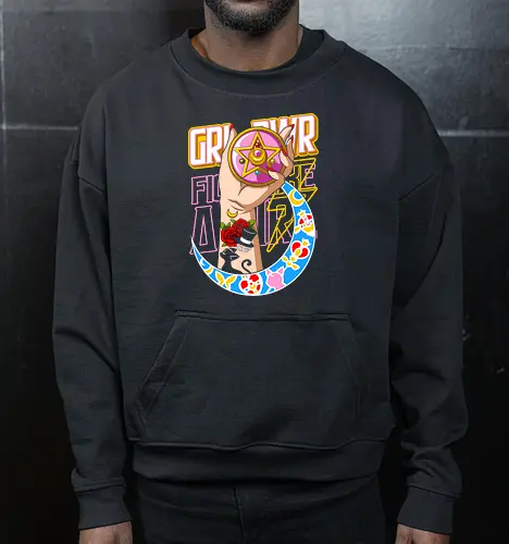  Moon Power Girl Boss - Sailor, Girl Power, GRR PWR, magical girl, anime, manga, fan art, t-shirt design, art print, neo-traditional tattoo, aesthetic, pink compact, crescent moon, empowering, nostalgic, cool anime girl. - Cropped Sweatshirt