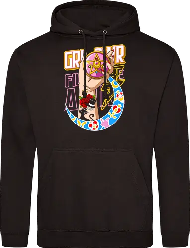  Moon Power Girl Boss - Sailor, Girl Power, GRR PWR, magical girl, anime, manga, fan art, t-shirt design, art print, neo-traditional tattoo, aesthetic, pink compact, crescent moon, empowering, nostalgic, cool anime girl. - Standard Hoodie