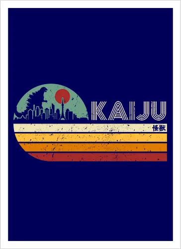 Kaiju vintage - anime, manga, japan, japanese art, retro, vintage, terror movie, great monster, king of the monsters, kaiju, Kaiju - Kunstdruck