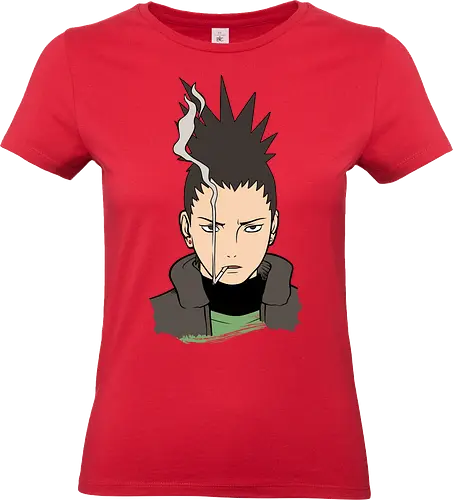 Shikamaru's Smoky Stare - art print, Shadow Possession Jutsu, geek art, laid-back., Shikamaru Nara, Nara Clan, Shinobi, anime, manga, smoking, cool anime boy, minimalist, genius ninja, fan art, t-shirt design - Standard T-Shirt (Frauen)
