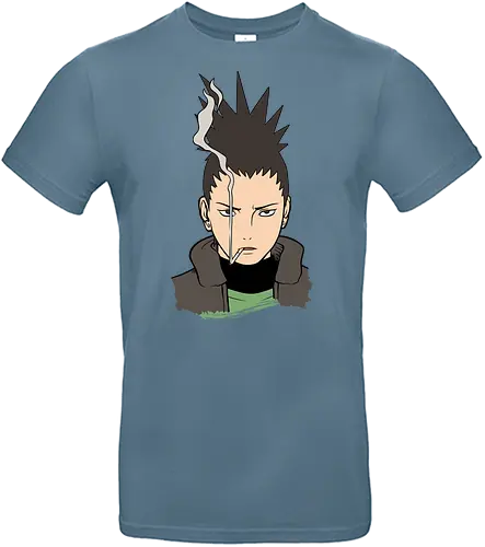 Shikamaru's Smoky Stare - art print, Shadow Possession Jutsu, geek art, laid-back., Shikamaru Nara, Nara Clan, Shinobi, anime, manga, smoking, cool anime boy, minimalist, genius ninja, fan art, t-shirt design - Standard T-Shirt