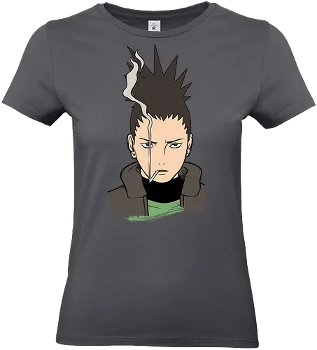 Shikamaru's Smoky Stare - art print, Shadow Possession Jutsu, geek art, laid-back., Shikamaru Nara, Nara Clan, Shinobi, anime, manga, smoking, cool anime boy, minimalist, genius ninja, fan art, t-shirt design - Standard T-Shirt (Frauen)