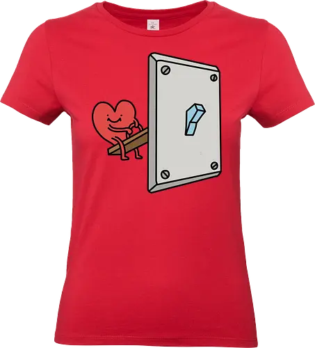 Turning Love On - Love switch, turning on love, heart cartoon, funny relationship, emotional effort, commitment, light switch, whimsical, quirky humor, t-shirt design, art print, minimalist, love graphic, sweet, expressive - Standard T-Shirt (Frauen)