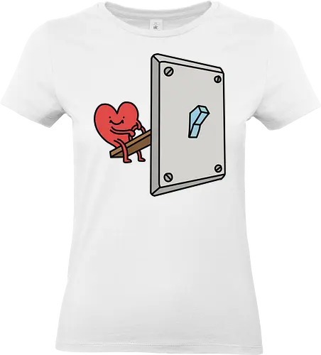 Turning Love On - Love switch, turning on love, heart cartoon, funny relationship, emotional effort, commitment, light switch, whimsical, quirky humor, t-shirt design, art print, minimalist, love graphic, sweet, expressive - Standard T-Shirt (Frauen)