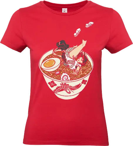 The Deep End of the Ramen Bowl - Ramen anime girl, funny ramen, anime maid, foodie humor, whimsical, cute anime, t-shirt design, art print, Japanese food, pop culture, geek art, noodle lover, quirky, narutomaki. - Standard T-Shirt (Frauen)