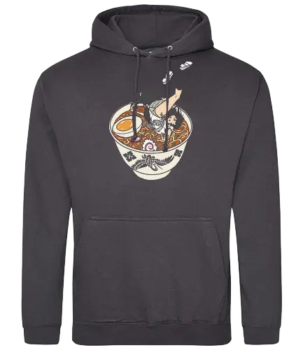 The Deep End of the Ramen Bowl - Ramen anime girl, funny ramen, anime maid, foodie humor, whimsical, cute anime, t-shirt design, art print, Japanese food, pop culture, geek art, noodle lover, quirky, narutomaki. - Standard Hoodie