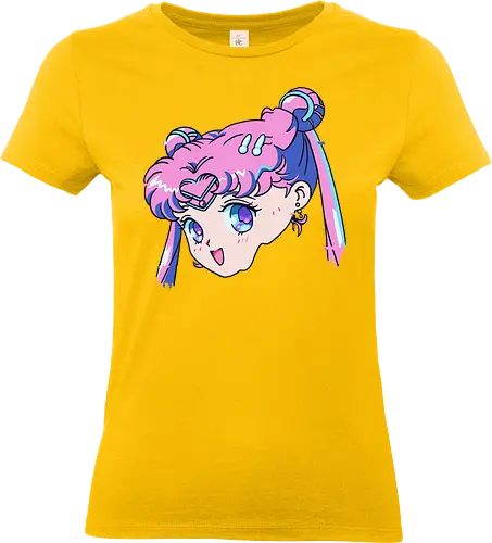 Sailor Chibi Moon: Neon Princess - Chibiusa, Sailor Chibi Moon, Sailor, anime, manga, magical girl, neon aesthetic, pink hair, kawaii, cute anime girl, fan art, t-shirt design, art print, retro anime, pop culture, vaporwave - Standard T-Shirt (Frauen)