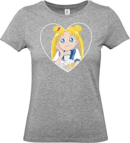 Sailor Cupcake Love - Sailor, Usagi Tsukino, magical girl, cute anime, kawaii, cupcake, sweet, fan art, t-shirt design, art print, retro anime, 90s nostalgia, heart graphic, Chibi Moon, pop culture - Standard T-Shirt (Frauen)