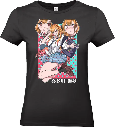 Kitagawa Marin: Cosplay Queen - Marin Kitagawa, My Dress-Up Darling, Sono Bisque Doll, cosplay, anime, manga, fan art, t-shirt design, art print, cool anime girl, gyaru, fashionable, rom-com, geek art, stylish, Waifu. - Standard T-Shirt (Frauen)