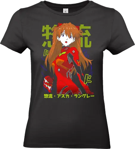 Asuka Langley: Neon Red Pilot - Asuka Langley, Evangelion, NGE, Eva Unit 02, anime, manga, plugsuit, fan art, t-shirt design, art print, mecha, cyberpunk, cool anime girl, geek art, futuristic, aesthetic. - Standard T-Shirt (Frauen)