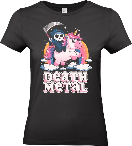 Death Metal Unicorn Reaper - koalatees, koala, death metal, unicorn, grim reaper, kawaii, rainbow, sparkle, glitter, skull, magical - Standard T-Shirt (Frauen)