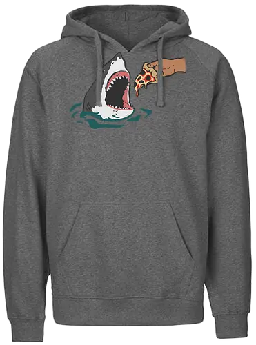  Pizza Bait - Shark pizza, funny shark, Jaws parody, food humor, weird art, pepperoni, funny graphic, t-shirt design, art print, great white shark, pop culture mashup, ocean, beach humor, foodie, clever art - Fairtrade Hoodie