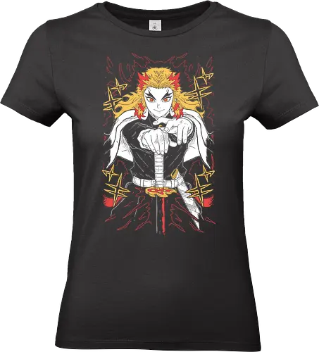 Kyojuro Rengoku Demon - Slayer - Kawaii, Demon, Anime, Manga, Tokyo, Angry, Japanese Art, Aesthetic, Manga Style, Zylixzen, Aggressive, Gamer, Otaku, Gift, Cool - Standard T-Shirt (Frauen)