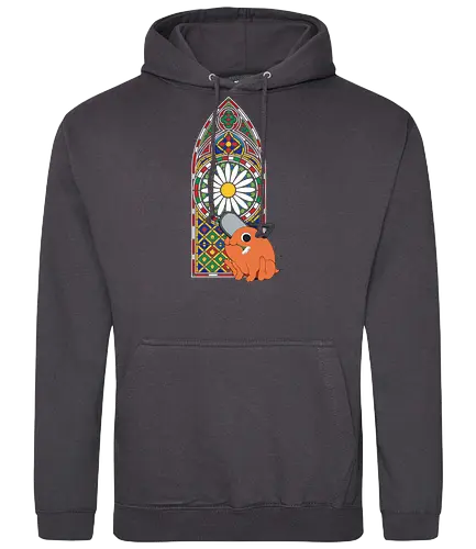  Holy Chainsaw Devil - Pochita, Chainsaw, Chainsaw Devil, stained glass, church window, anime, manga, cute, wholesome, fan art, t-shirt design, art print, religious parody, unique anime art, Denji, geek art - Standard Hoodie