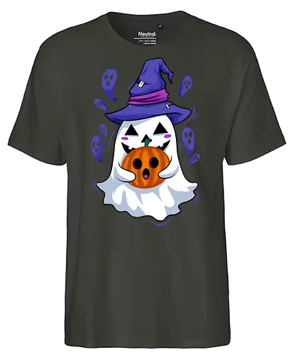 reverse face  - horror, halloween, cool, cute, fun, funny, planet, galaxy, ghost, pumpkin, spooky, scary - Fairtrade T-Shirt