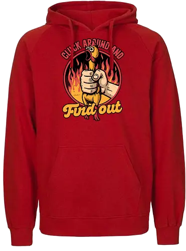 Chicken Quote Burn - Chicken, Everything Is Fine, I'm Fine, This Is Fine, It's Fine, Fire, Fun, Funny, Joke, Dad Joke, Toy, Meme, Internet, Find Out - Fairtrade Hoodie