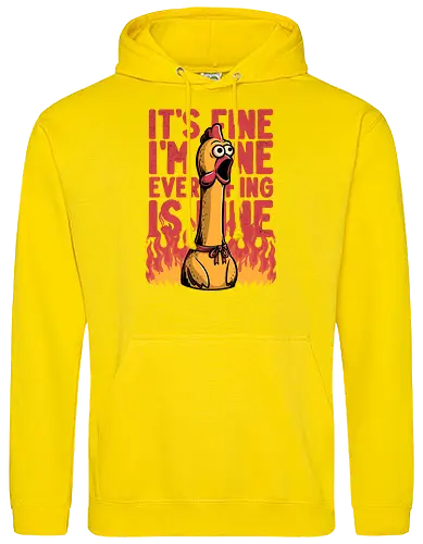 Chicken Fine Burn - Chicken, Everything Is Fine, I'm Fine, This Is Fine, It's Fine, Fire, Fun, Funny, Joke, Dad Joke, Toy, Meme, Internet - Standard Hoodie
