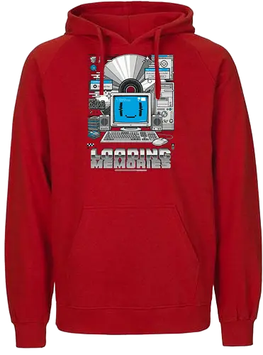 Loading memories V1 - retro, 90s, nostalgia, geek, vintage computer, tech humor, funny design, loading memories, old school, digital art, retro vibes, vintage tech, glitch, aesthetic, nerd - Fairtrade Hoodie