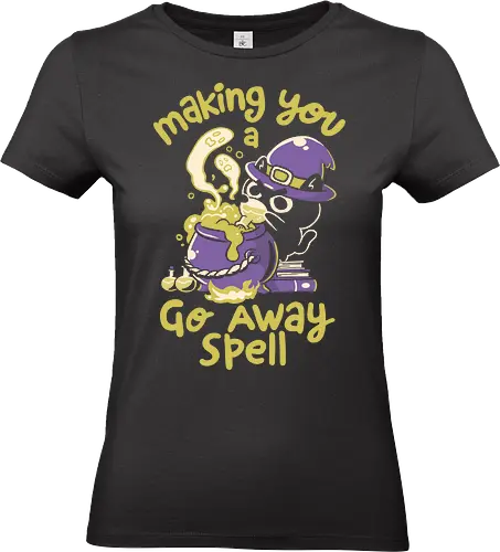 Go Away Spell - koalatees, koala, witch, cat, cat lover, introvert, cauldron, potion, sarcastic, black cat, spooky, halloween vibes, funny, cute - Standard T-Shirt (Frauen)