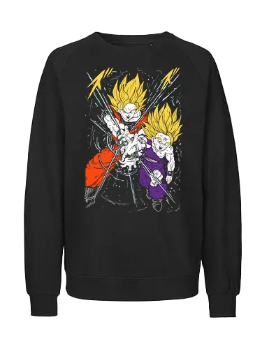 Son Gohan and Goku Super Saiyan 2 Ball - Dragon Z - Kawaii, Anime, Manga, Tokyo, Angry, Japanese Art, Aesthetic, Manga Style, Zylixzen, Aggressive, Gamer, Otaku, Gift, Cool - Fairtrade Sweatshirt