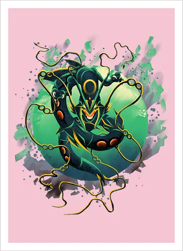 Mega Green Dragon - Pokemon. Rayquaza - Kunstdruck