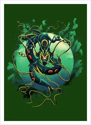 Mega Green Dragon - Pokemon. Rayquaza - Kunstdruck