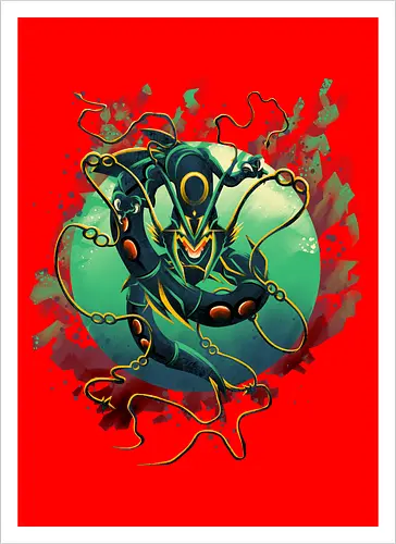 Mega Green Dragon - Pokemon. Rayquaza - Kunstdruck