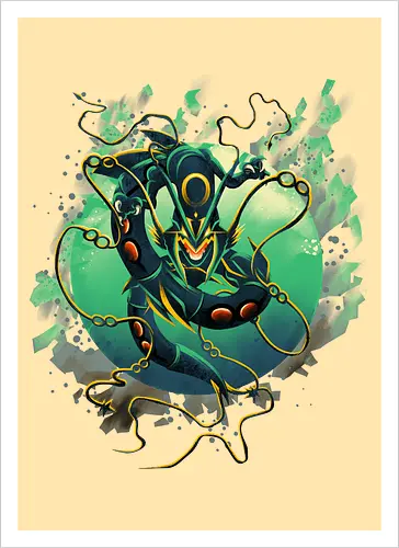 Mega Green Dragon - Pokemon. Rayquaza - Kunstdruck