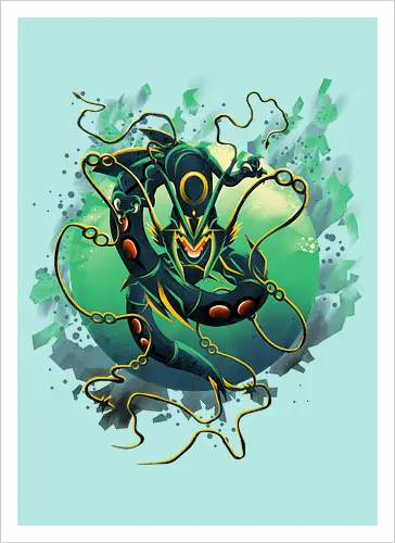 Mega Green Dragon - Pokemon. Rayquaza - Kunstdruck