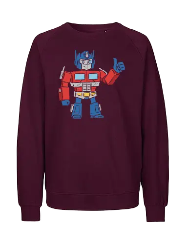 Optimus Prime Thumb Up - Transformers G1 Leader - Optimus Prime, Transformers G1, Autobot, Thumbs Up, Robot, Retro Cartoon, '80s, Geek, Nerd, Pop Culture, Leader, Classic Print, Thumb Up, Cartoon - Fairtrade Sweatshirt
