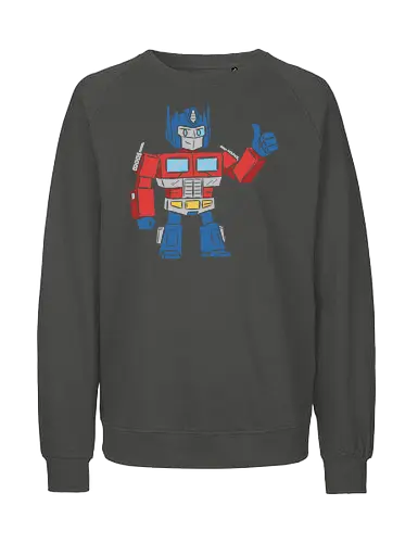 Optimus Prime Thumb Up - Transformers G1 Leader - Optimus Prime, Transformers G1, Autobot, Thumbs Up, Robot, Retro Cartoon, '80s, Geek, Nerd, Pop Culture, Leader, Classic Print, Thumb Up, Cartoon - Fairtrade Sweatshirt