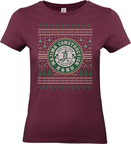 Majima Construction Ugly Sweater - yakuza, goro majima, ono michio, kiryu kazuma, ryu ga gotoku, yakuza like a dragon, ichiban, like a dragon ishin, kazuma kiryu, video game, gaming, gamer, majima construction, ugly christmas sweater, pirate in hawaii, christmas, xmas - Standard T-Shirt (Frauen)