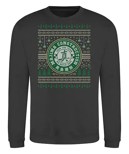 Majima Construction Ugly Sweater - yakuza, goro majima, ono michio, kiryu kazuma, ryu ga gotoku, yakuza like a dragon, ichiban, like a dragon ishin, kazuma kiryu, video game, gaming, gamer, majima construction, ugly christmas sweater, pirate in hawaii, christmas, xmas - Sweatshirt