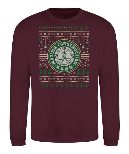 Majima Construction Ugly Sweater - yakuza, goro majima, ono michio, kiryu kazuma, ryu ga gotoku, yakuza like a dragon, ichiban, like a dragon ishin, kazuma kiryu, video game, gaming, gamer, majima construction, ugly christmas sweater, pirate in hawaii, christmas, xmas - Sweatshirt