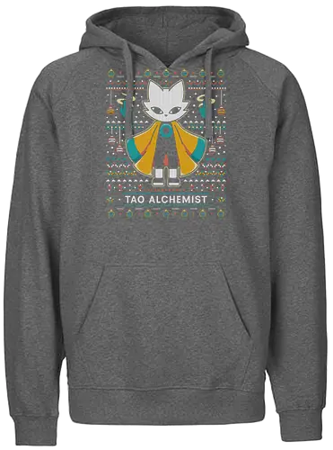 Mysterious Alchemist Ugly Sweater - nine sols, cat, yi, Bug Knight, silksong, indie, ninja, roguelike, roguelite, shuanshuan, shanhai 9000, video game, gaming, gamer, indie game, ugly christmas sweater, xmas, christmas - Fairtrade Hoodie