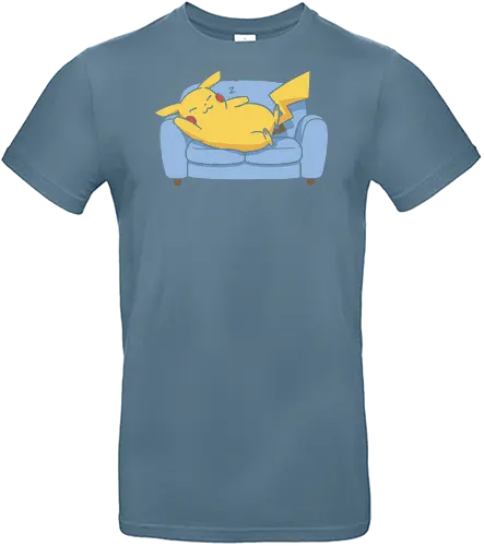 Sofa Mouse Nap - Mouse, sleeping Pikachu, Pocket, nap time, cozy, cute, kawaii, fan art, couch, sofa, t-shirt design, art print, electric type, gamer gift, geek art, wholesome, minimalist. - Standard T-Shirt