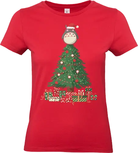   Christmas Star - Christmas, famous anime, My Neighbor Totoro, Santa hat, Christmas tree, holiday anime, festive, cute, whimsical, fan art, t-shirt design, art print, Miyazaki, geek holiday, anime gift - Standard T-Shirt (Frauen)