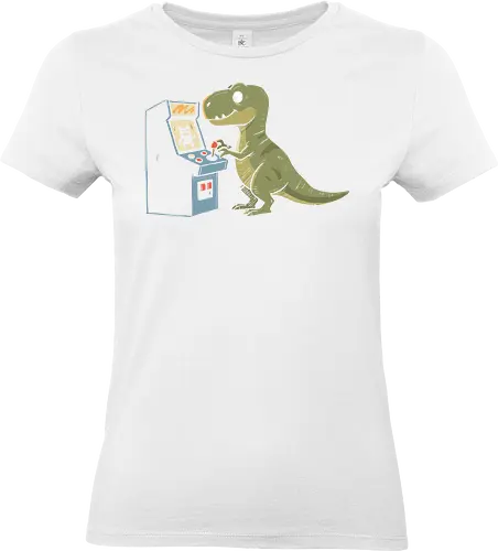 Arcade T-Rex Problem - T-Rex, arcade game, funny dinosaur, retro gaming, small arms, gaming humor, palaeontology joke, joystick, classic arcade, t-shirt design, art print, cool dinosaur, gamer gift, geek art, nostalgic - Standard T-Shirt (Frauen)