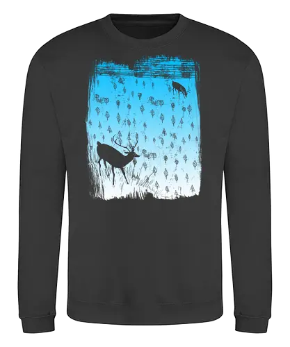 winter night - deers, winter, winter wonderland, snowy landscape, nature, forest - Sweatshirt