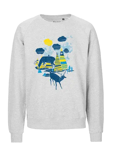 Winter deers - deers, forest, mountains, winter, winter wonderland, artistic, animals, nature, surreal art - Fairtrade Sweatshirt