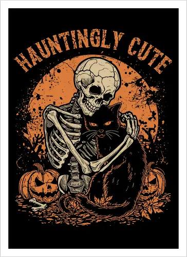 Skeleton Hugging Cat – Cute Spooky Halloween Friend | Funny Skeleton and Cat Design