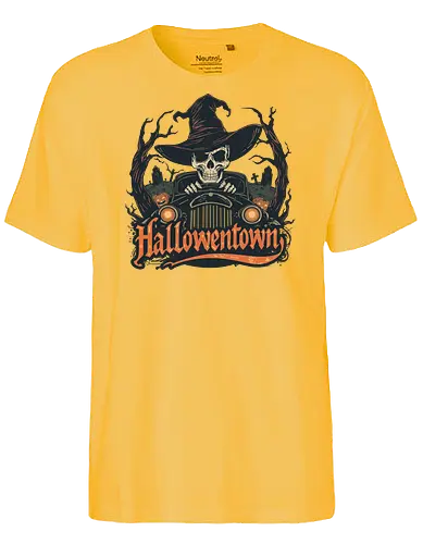 Halloweentown  – Spooky Cozy Autumn Vibes - halloweentown, halloween, spooky, magic, witch, pumpkin, ghost, cozy, autumn, fall, horror, witchy, gothic, moon, vibes - Fairtrade T-Shirt