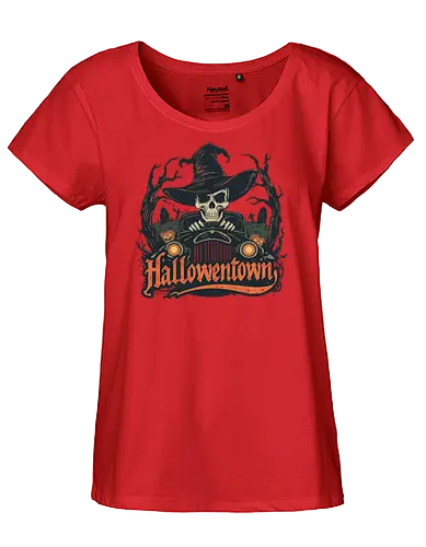 Halloweentown  – Spooky Cozy Autumn Vibes - halloweentown, halloween, spooky, magic, witch, pumpkin, ghost, cozy, autumn, fall, horror, witchy, gothic, moon, vibes - Fairtrade Girl Shirt