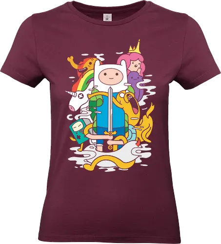 Adventures in Ooo - Cartoon, Finn the Human, Jake the Dog, Princess Bubblegum, BMO, Lady Rainicorn, cartoon, fan art, t-shirt design, art print, pop culture, geek art, nostalgic cartoon, stylized, Ooo - Standard T-Shirt (Frauen)