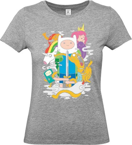  Adventures in Ooo - Cartoon, Finn the Human, Jake the Dog, Princess Bubblegum, BMO, Lady Rainicorn, cartoon, fan art, t-shirt design, art print, pop culture, geek art, nostalgic cartoon, stylized, Ooo - Standard T-Shirt (Frauen)